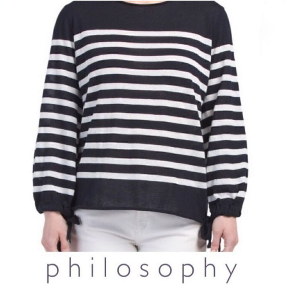Philosophy Women's Nautical Navy Striped Lightweight Sweater